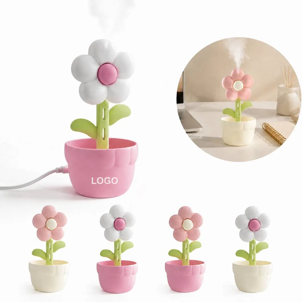 USB Floral Humidifier with Night Light for Desk and Bedside
