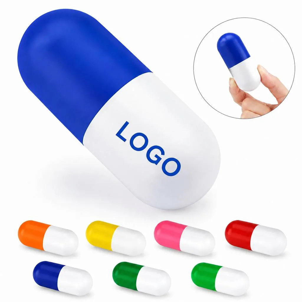 Squeezable Pill-Shaped Stress Ball for Anxiety Relief and More