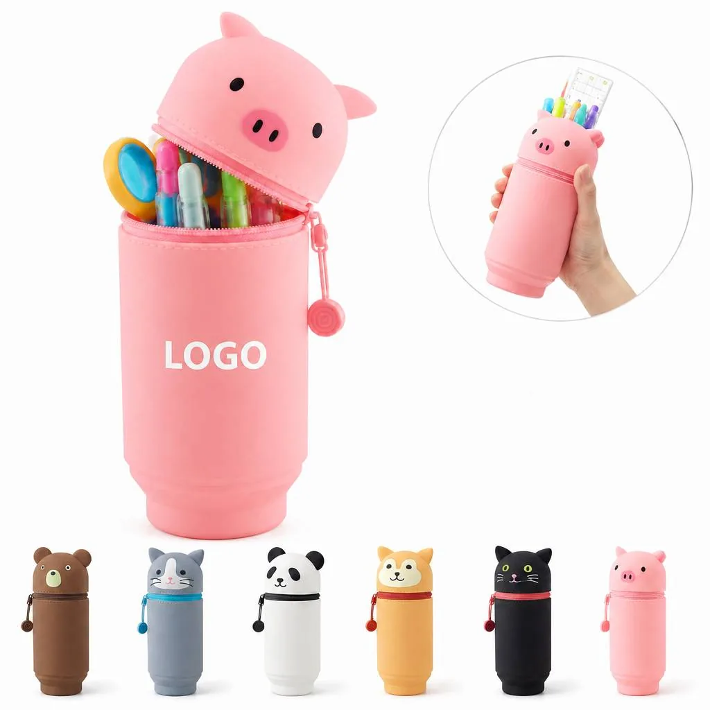 Large Stand-Up Silicone Pencil Case with Multi Compartments