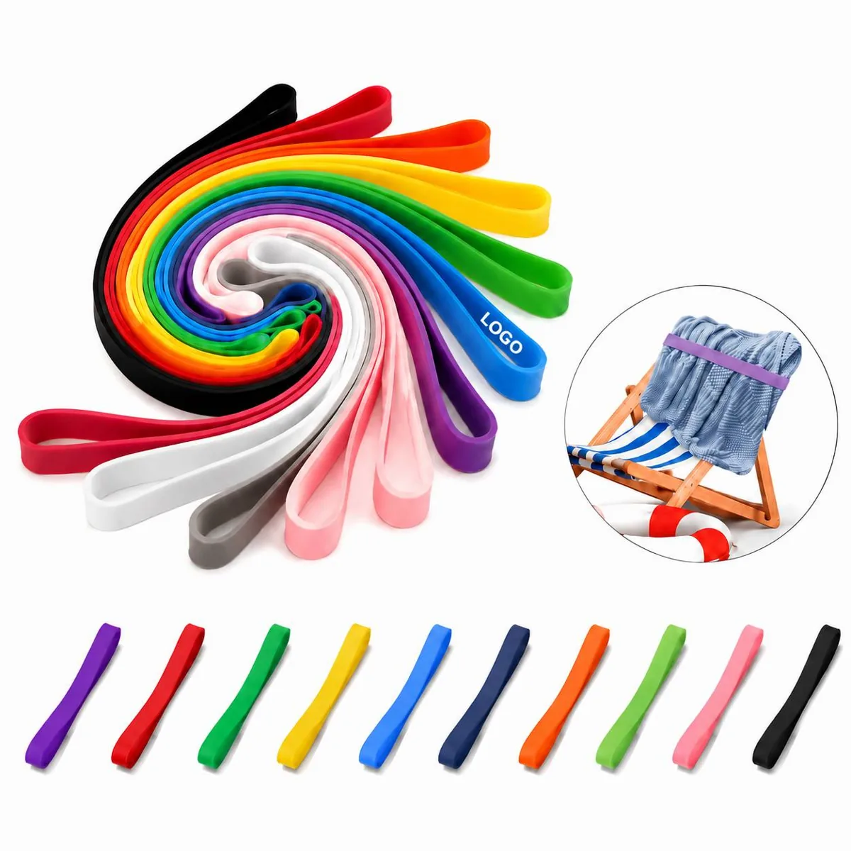 Beach Chair Towel Bands, Stretchy Silicone Straps for Everyday Use