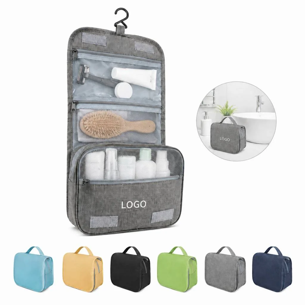 Water-Resistant Foldable Travel Toiletry Bag with Hanging
