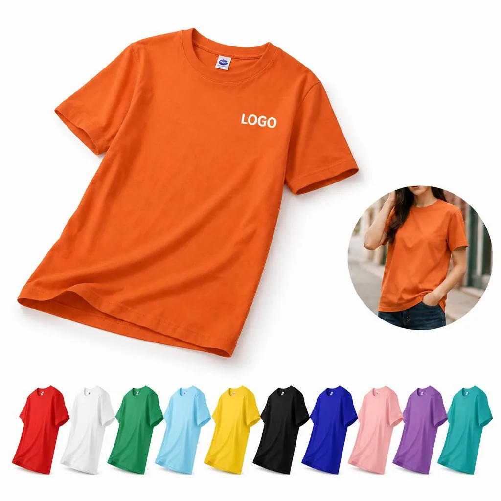 Premium Cotton Crew Neck Tee Casual Short Sleeve Shirt