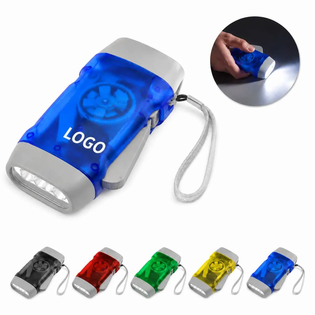 Emergency Hand-Crank LED Flashlight, Self-Powered Portable