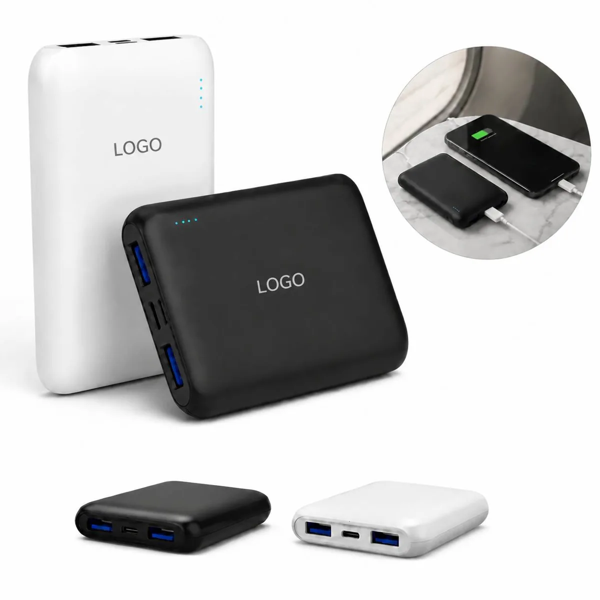 5000mAh 4-Port Slim Power Bank for Phones Tablets USB