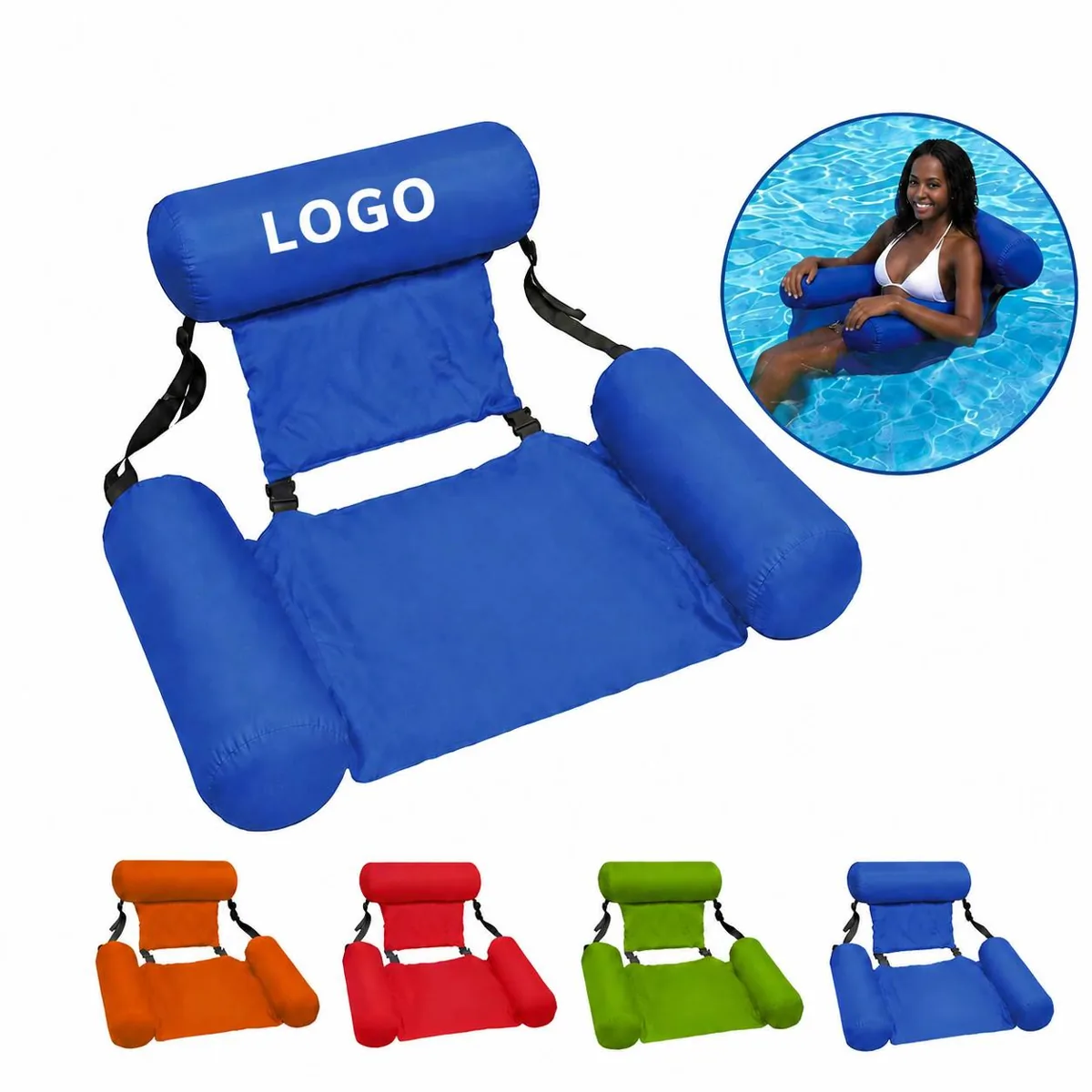 Foldable Backrest Inflatable Floating Lounge Bed for Water