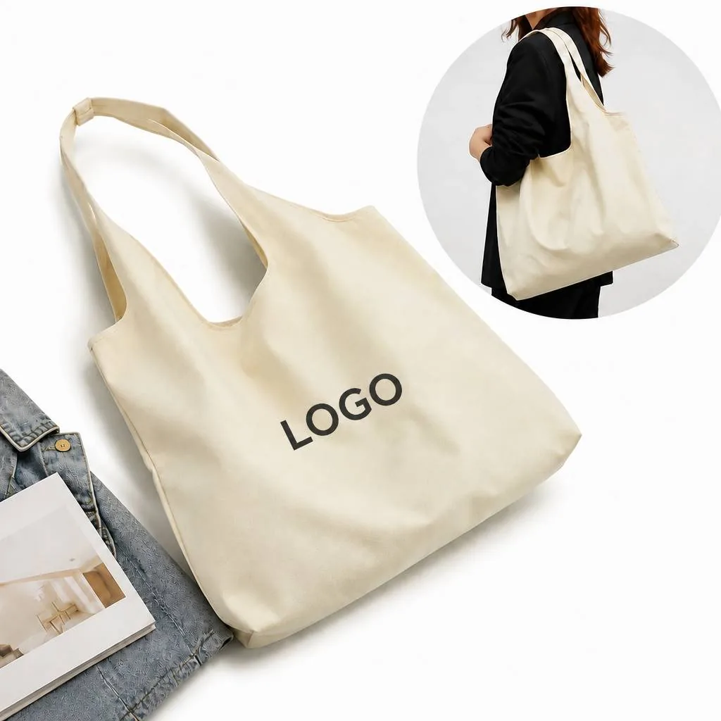Reusable Canvas Tote Bag with Long Handles