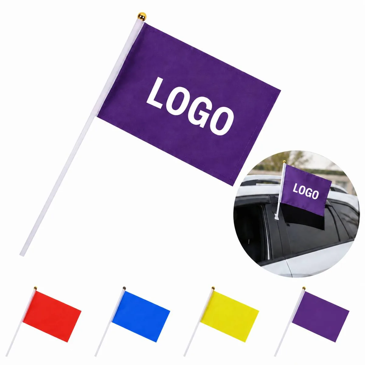 Full Color Mini Stick Flag 5.5x8in Double-Sided Promotional