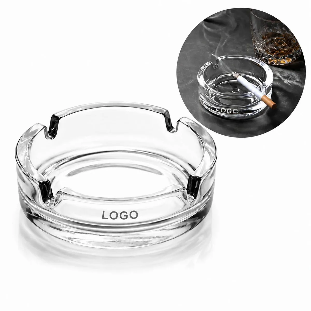 Portable Glass Ashtray with Secure Lid for Cigarettes