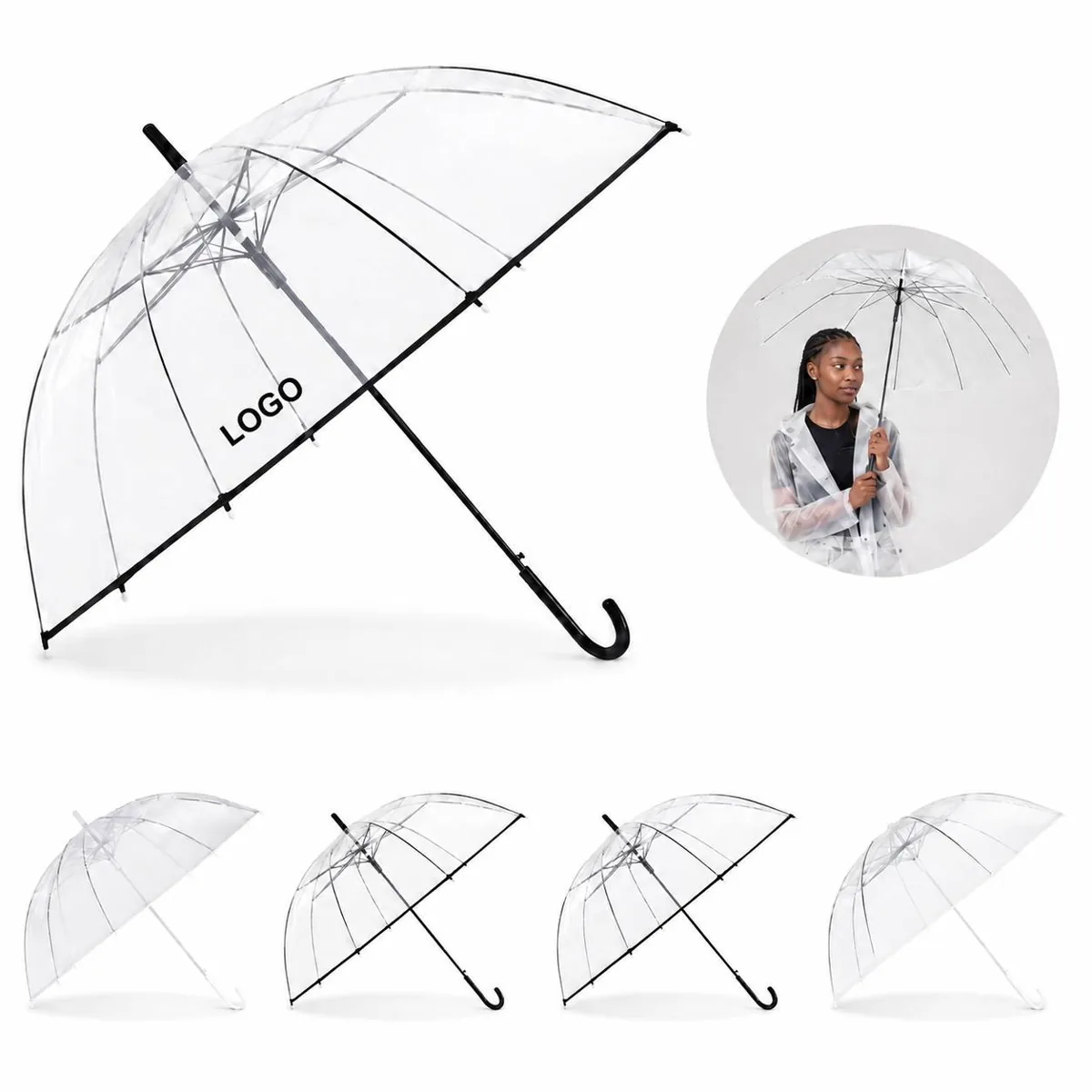 Clear Windproof Bubble Umbrella 47 Inch Transparent Dome
