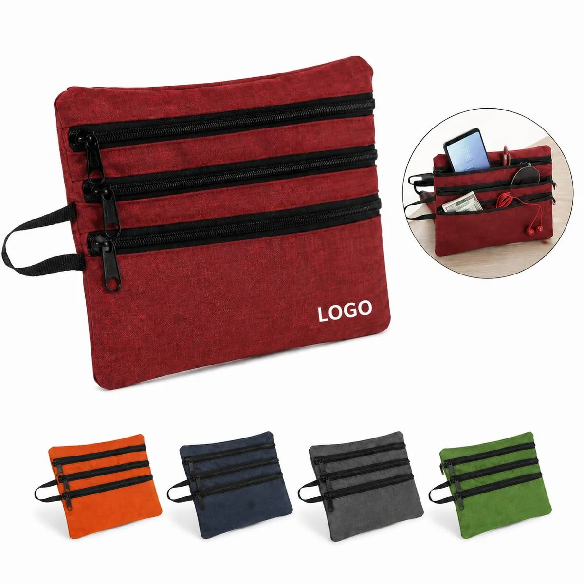 Large Capacity Travel Toiletry Bag with Zippered Cable