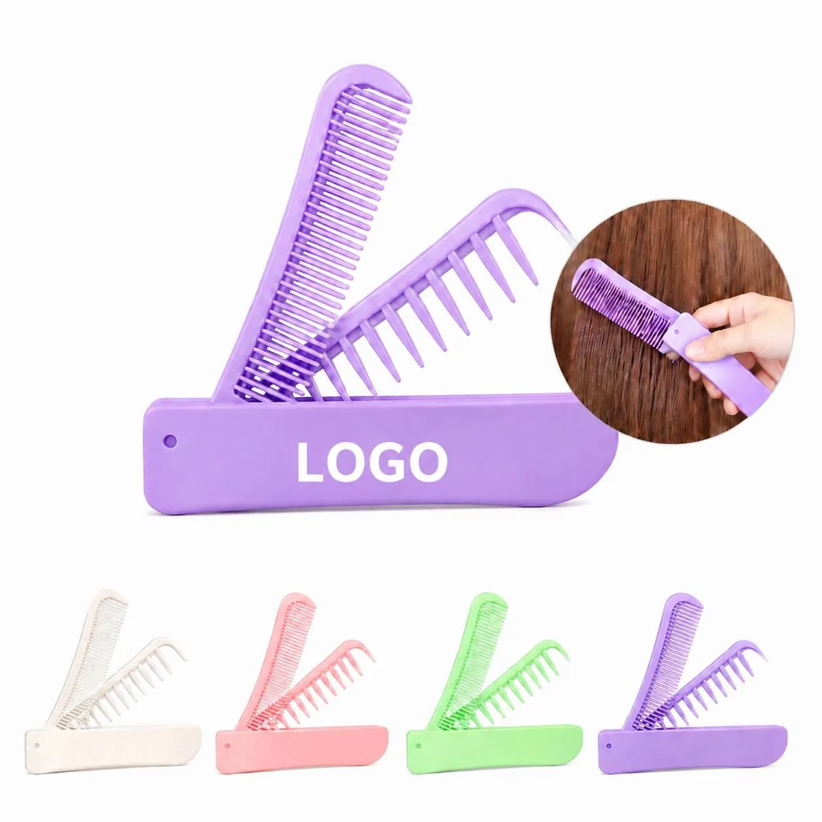 2-in-1 Folding Pocket Comb with Fine & Wide Teeth for Travel