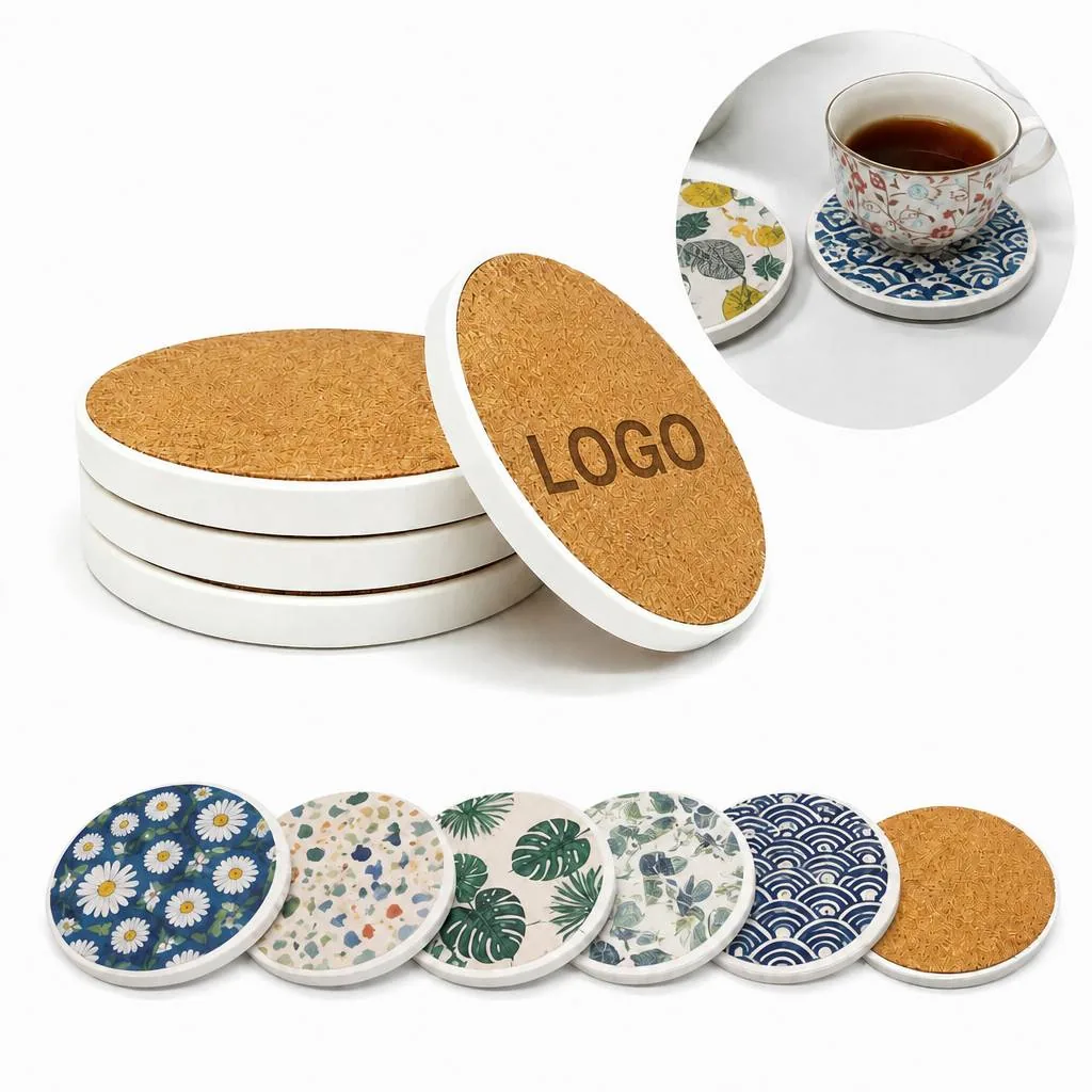 Natural Stone Absorbent Coaster for Drinks, Heat Resistant