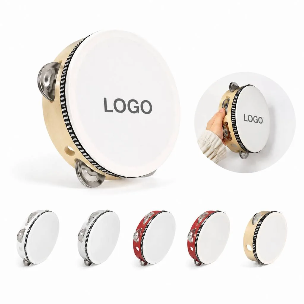 Wooden Tambourine with Metal Jingles for Music and Rhythm