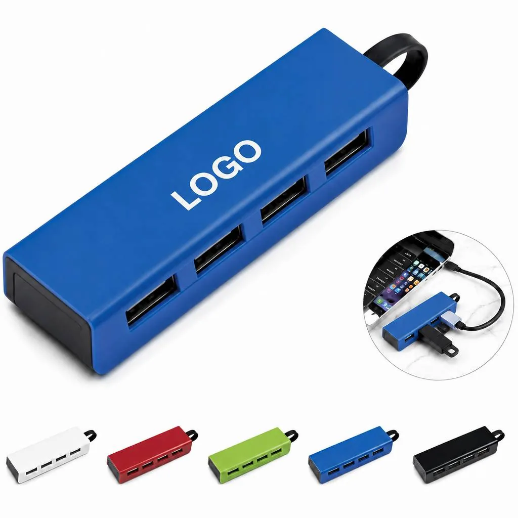4-Port Travel USB Hub with Integrated Phone Stand