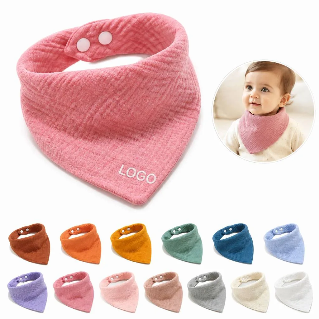 4-Layer Cotton Baby Bib, Adjustable Snap Closure