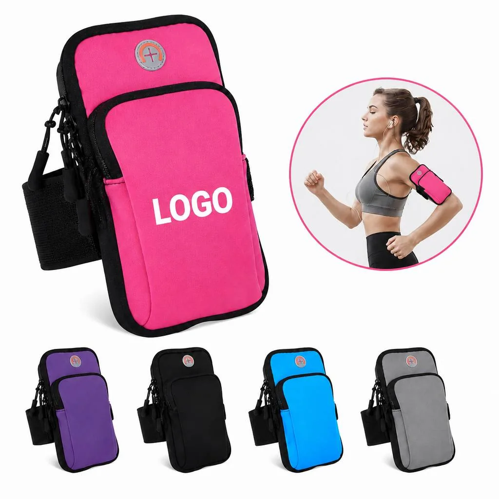 Dual-Compartment Running Armband with Adjustable Strap for Everyday Use