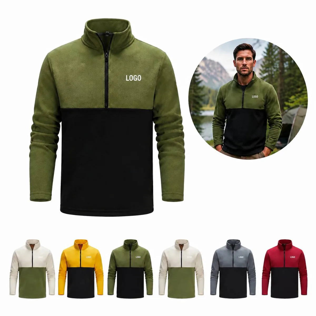 Men's Half-Zip Fleece Jacket Lightweight Warmth for Outdoor