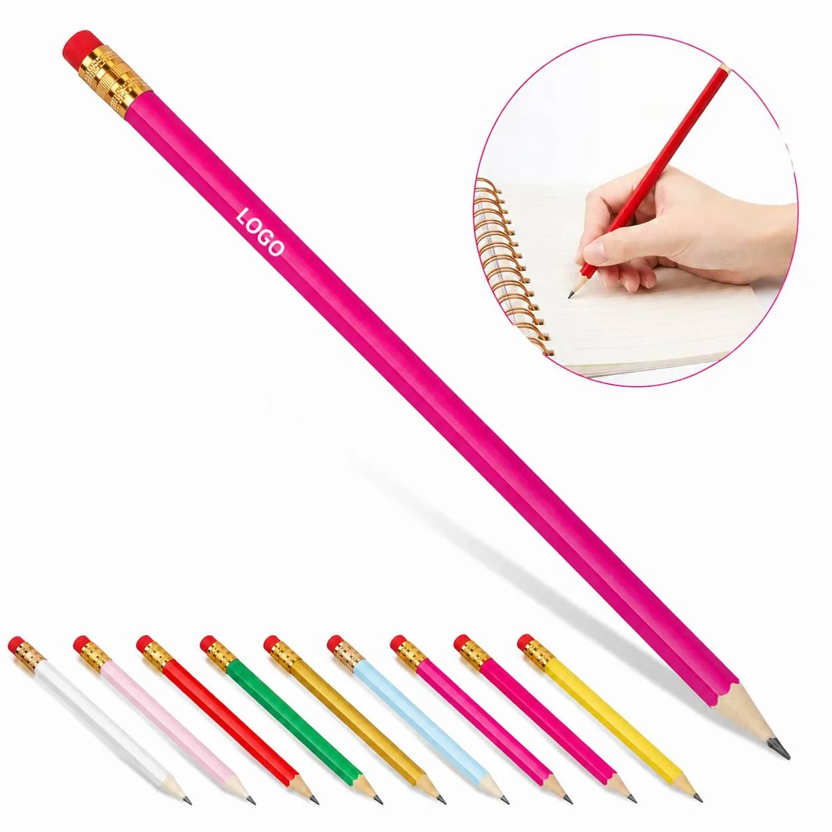 2 Graphite Wood Pencils with Eraser for Writing & Drawing