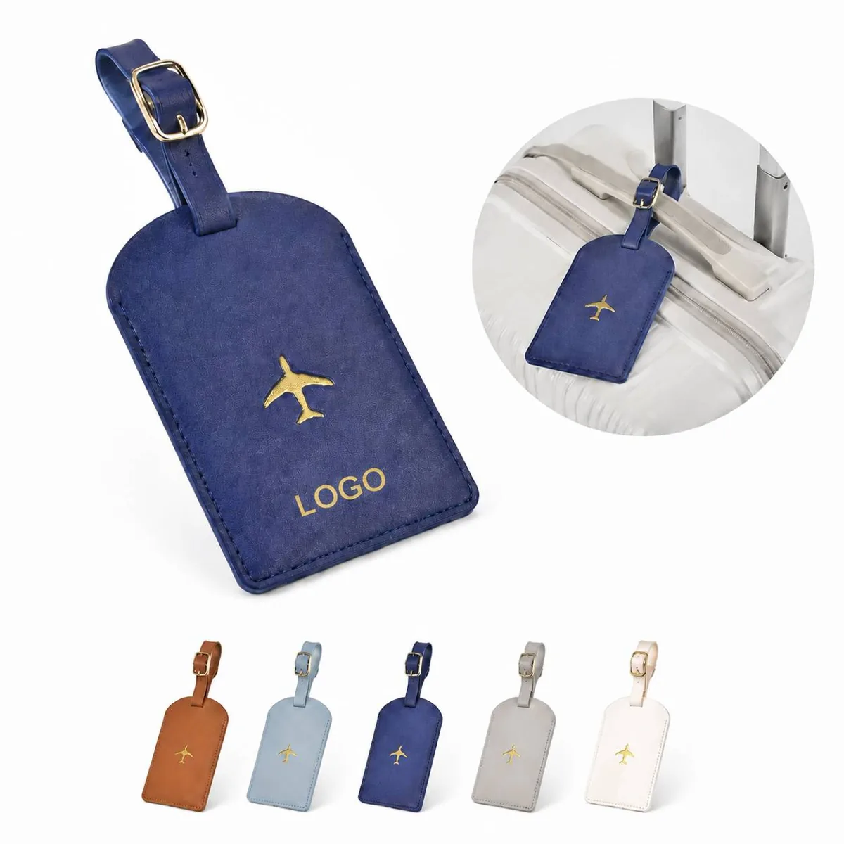 Embroidered Airplane Luggage Tag with Secure ID Holder
