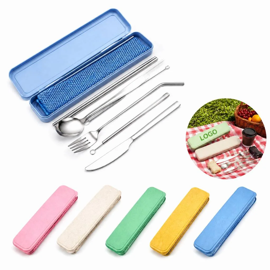 9-Piece Portable Stainless Steel Cutlery Set with Travel