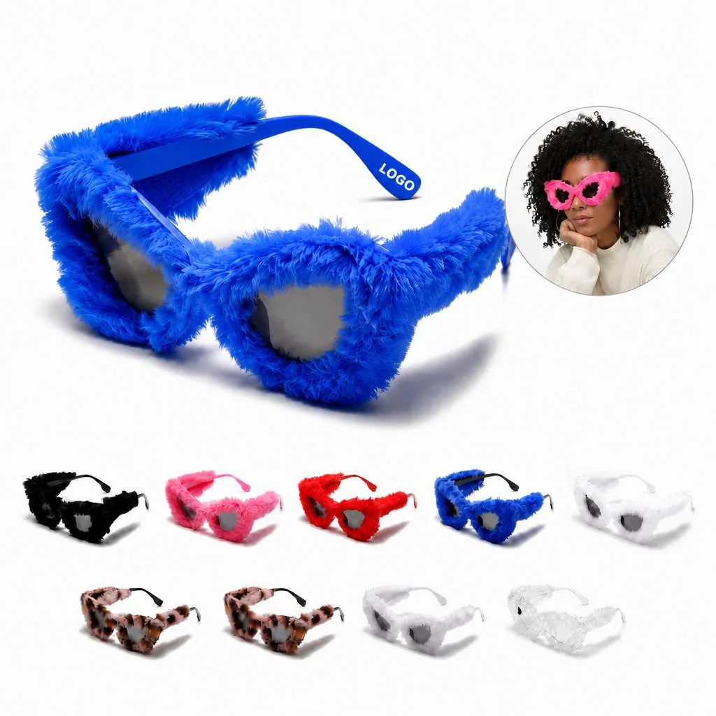 Women's Faux Fur Cat-Eye Sunglasses UV400 Protection