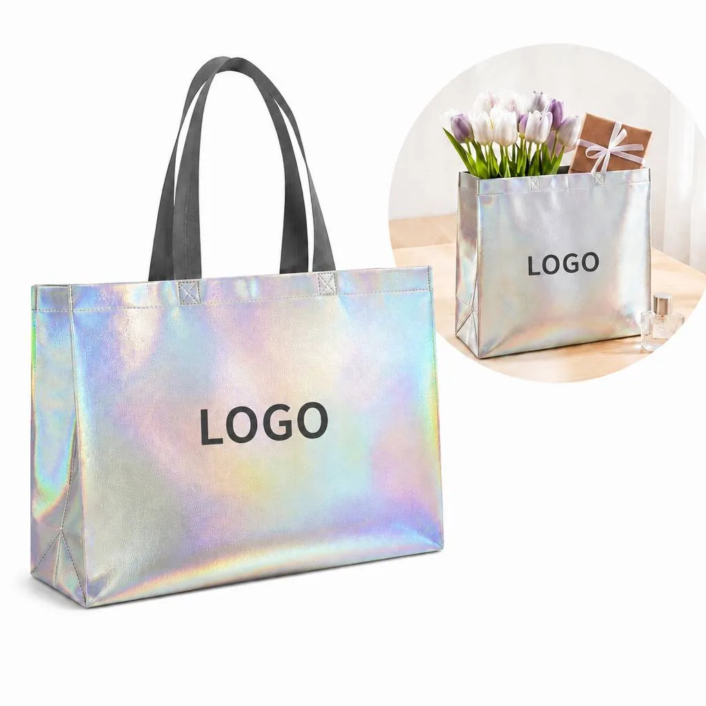 Glossy Non-Woven Tote Bag, Reusable Eco-Friendly Shopping