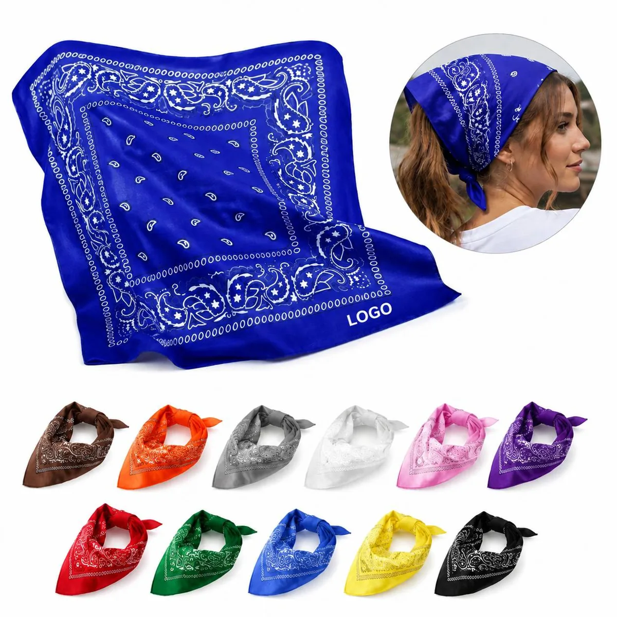 Custom Cotton Bandana 22x22 Paisley Cowboy Print
