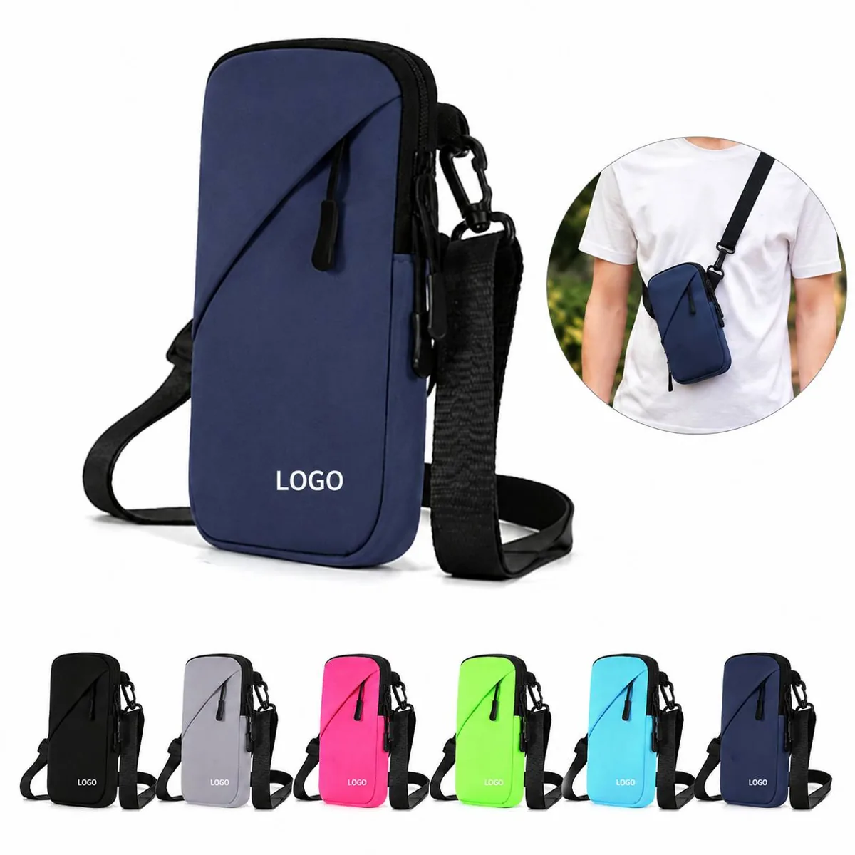 Sports Arm Bag with Lanyard for Running, Adjustable Strap