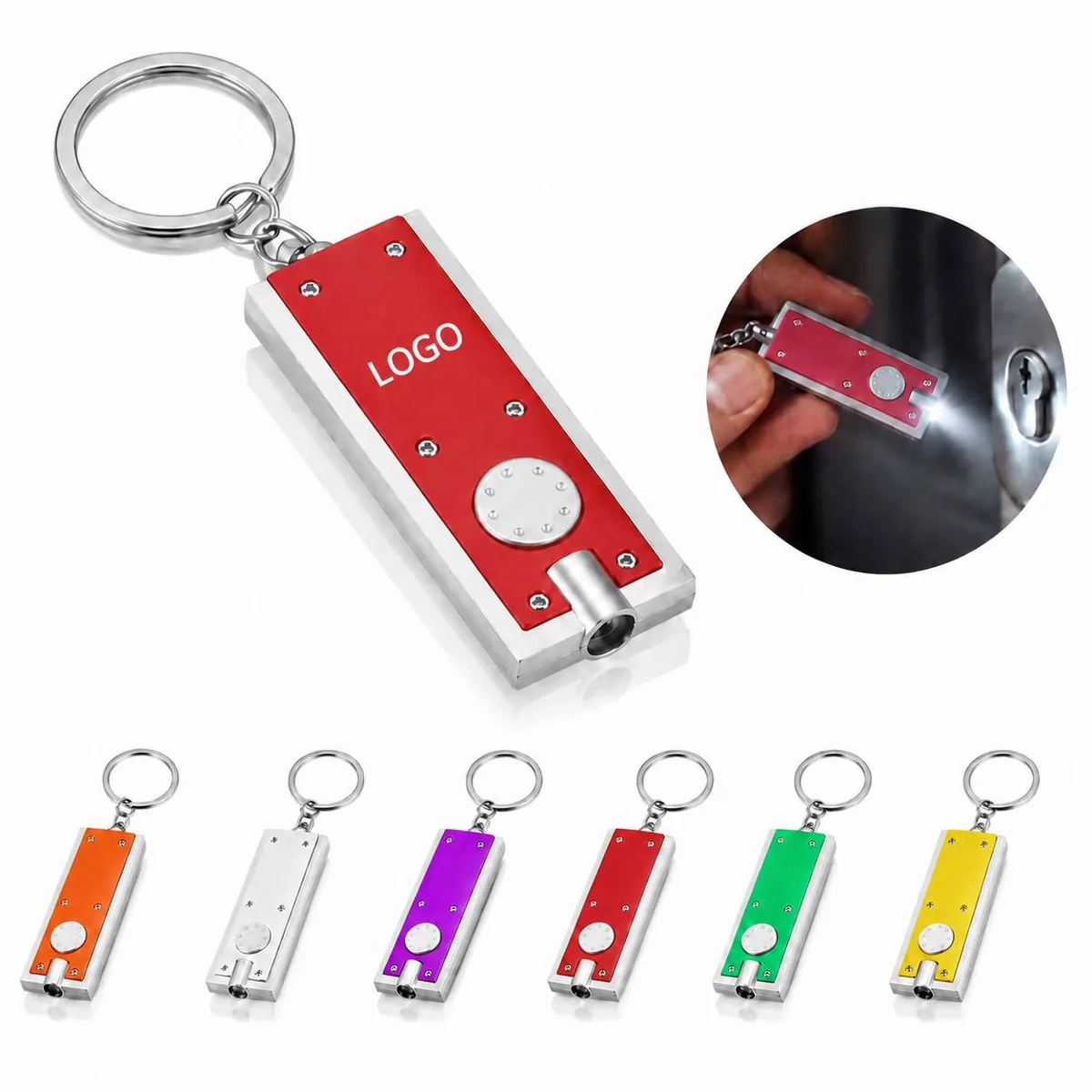 Mini Keychain LED Light with Push-Button for Keys and Bags