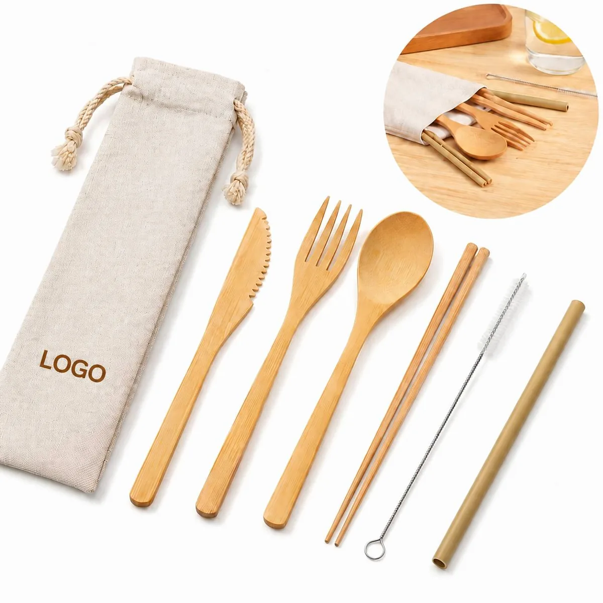6-in-1 Bamboo Utensil Set, Eco-Friendly Non-Stick Safe