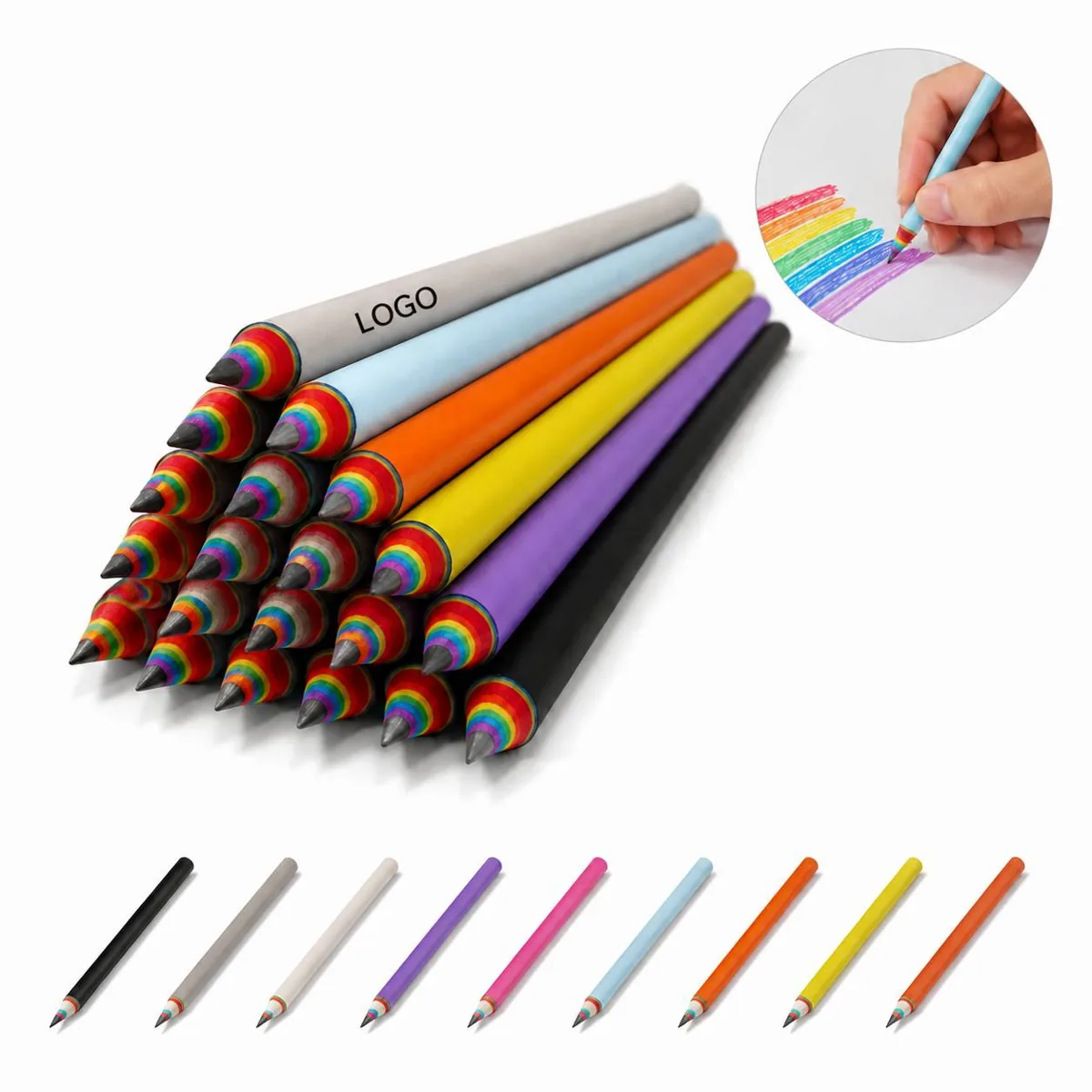 Eco-Friendly Recycled Paper Pencils with Rainbow Lead
