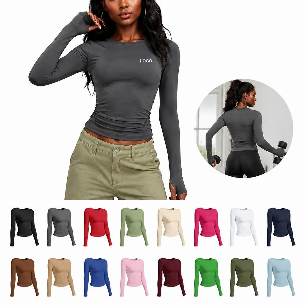 Women's Cropped Stretch Fit Long Sleeve Yoga Top