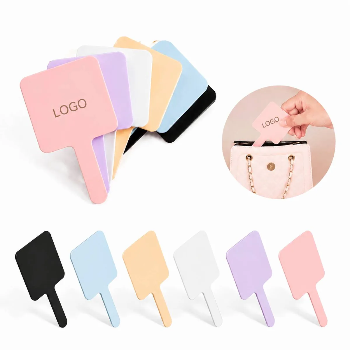 Portable Square Hand Mirror for Travel & Makeup