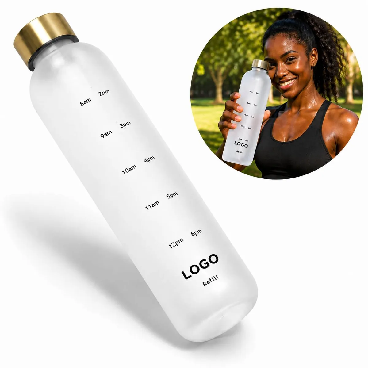 32 oz BPA-Free Copolyester Water Bottle with Time Markers