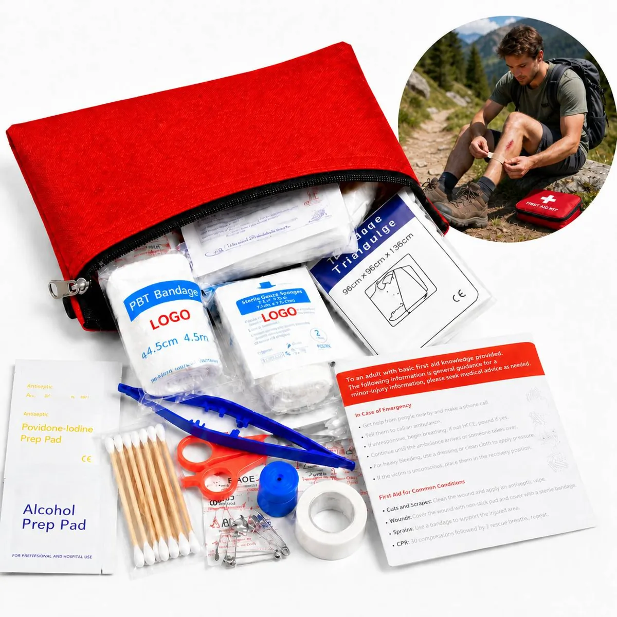 Compact 14-Piece First Aid Kit for Home, Travel & Outdoor