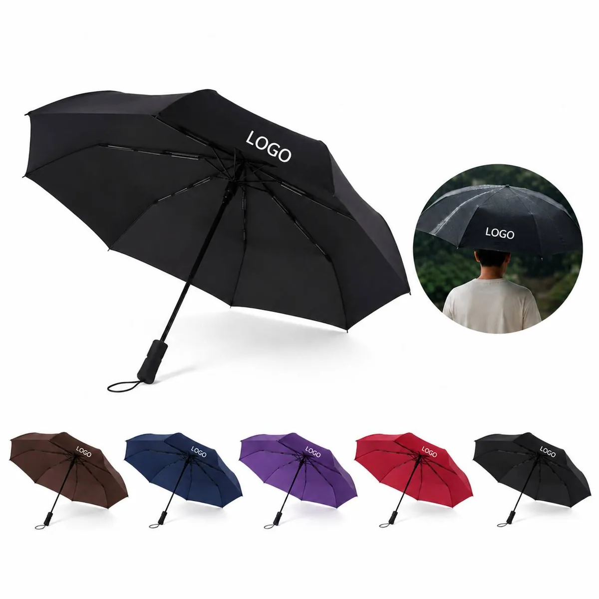 Automatic Folding Umbrella Windproof Compact for Business