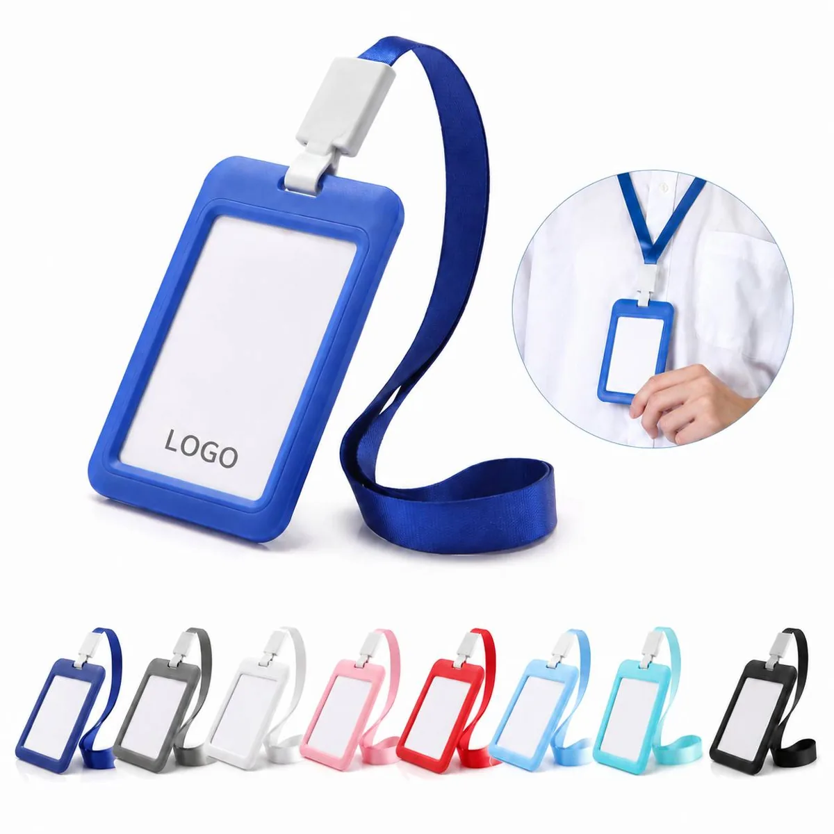 Durable ABS Sliding ID Badge Holder with Lanyard