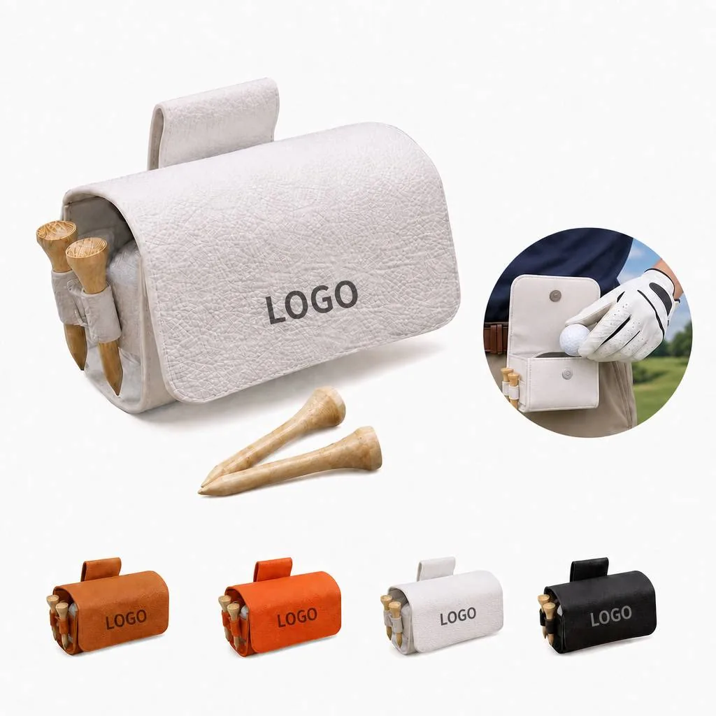 Leather Golf Tee Holder - Portable Ball Bag for Course
