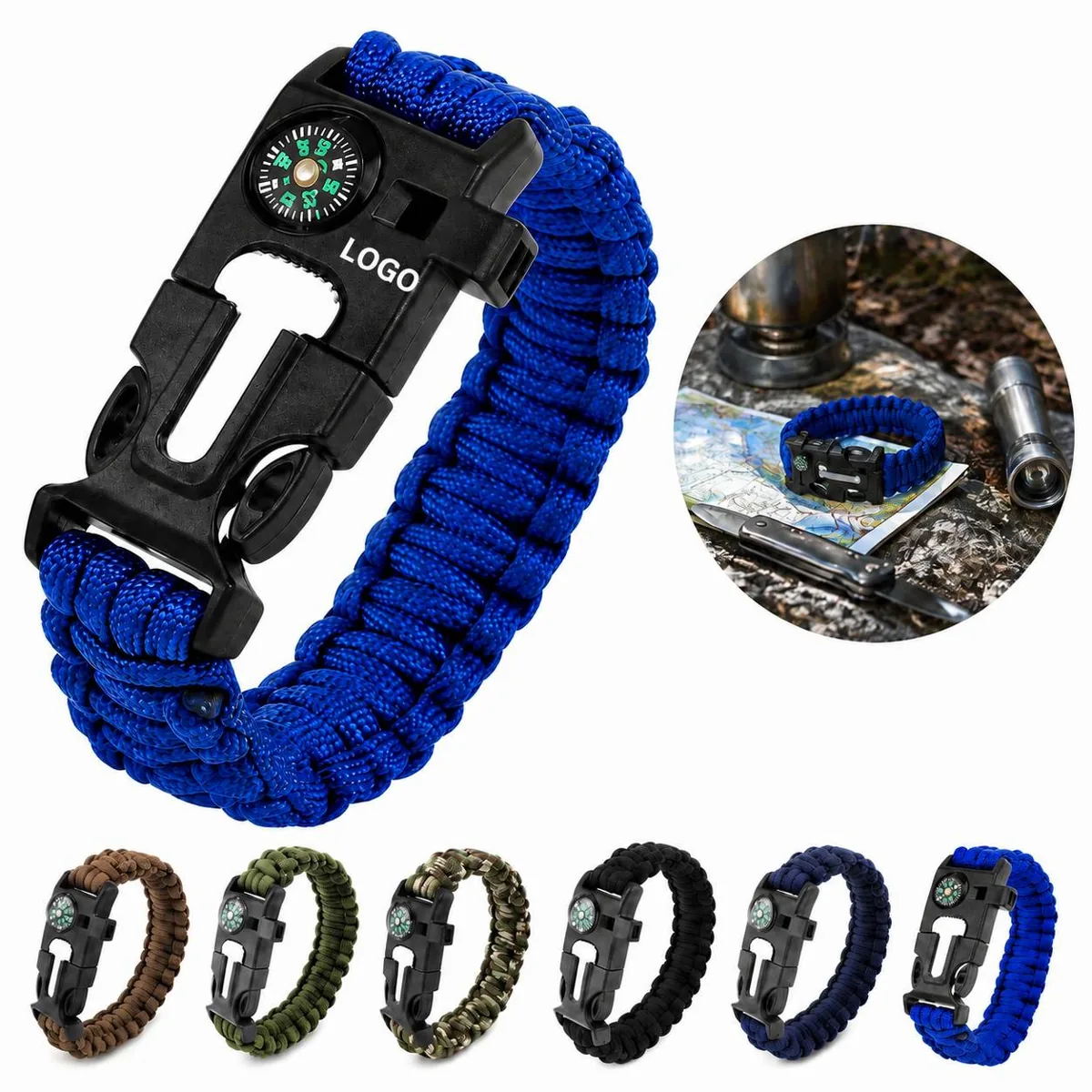 5-in-1 Paracord Survival Wristband with Fire Starter