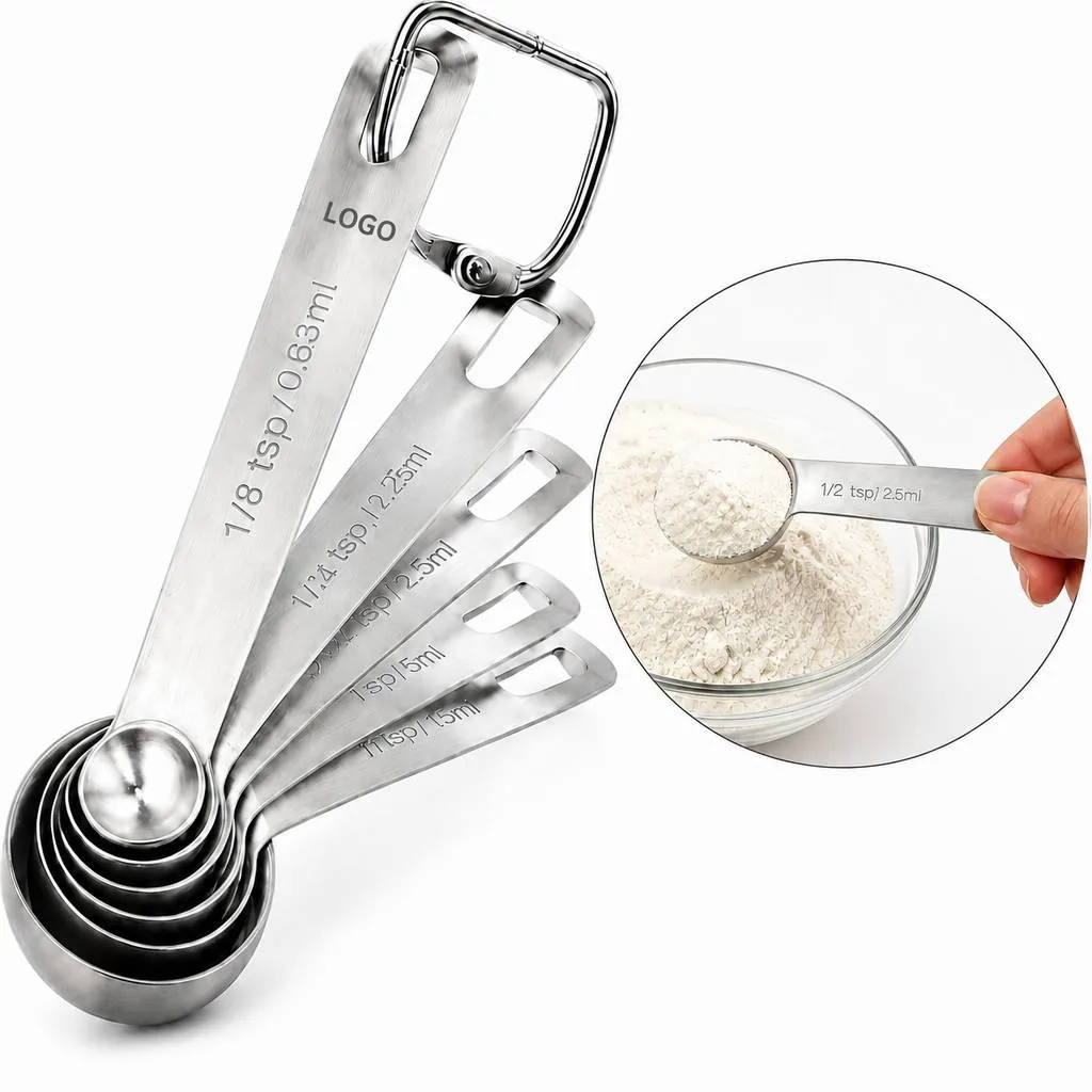 Stainless Steel 6-Piece Measuring Spoon Set with Engraved