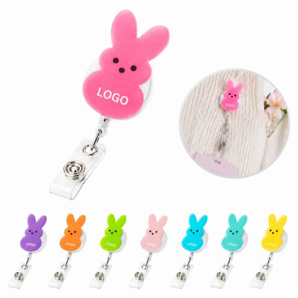 Easter Bunny Retractable Clip, Clear Durable Design