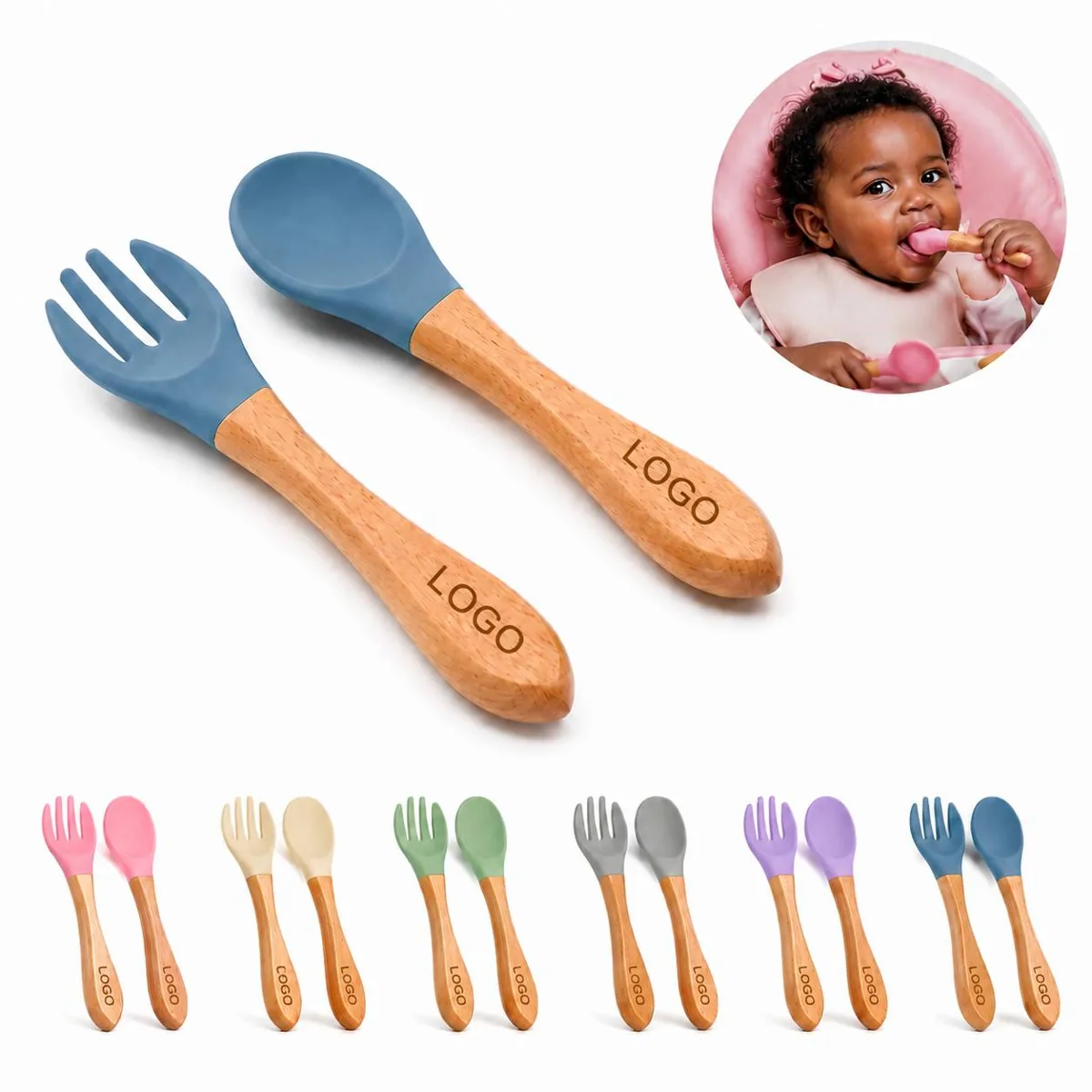 Soft Silicone Baby Spoon Fork Set, Safe Feeding Utensils
