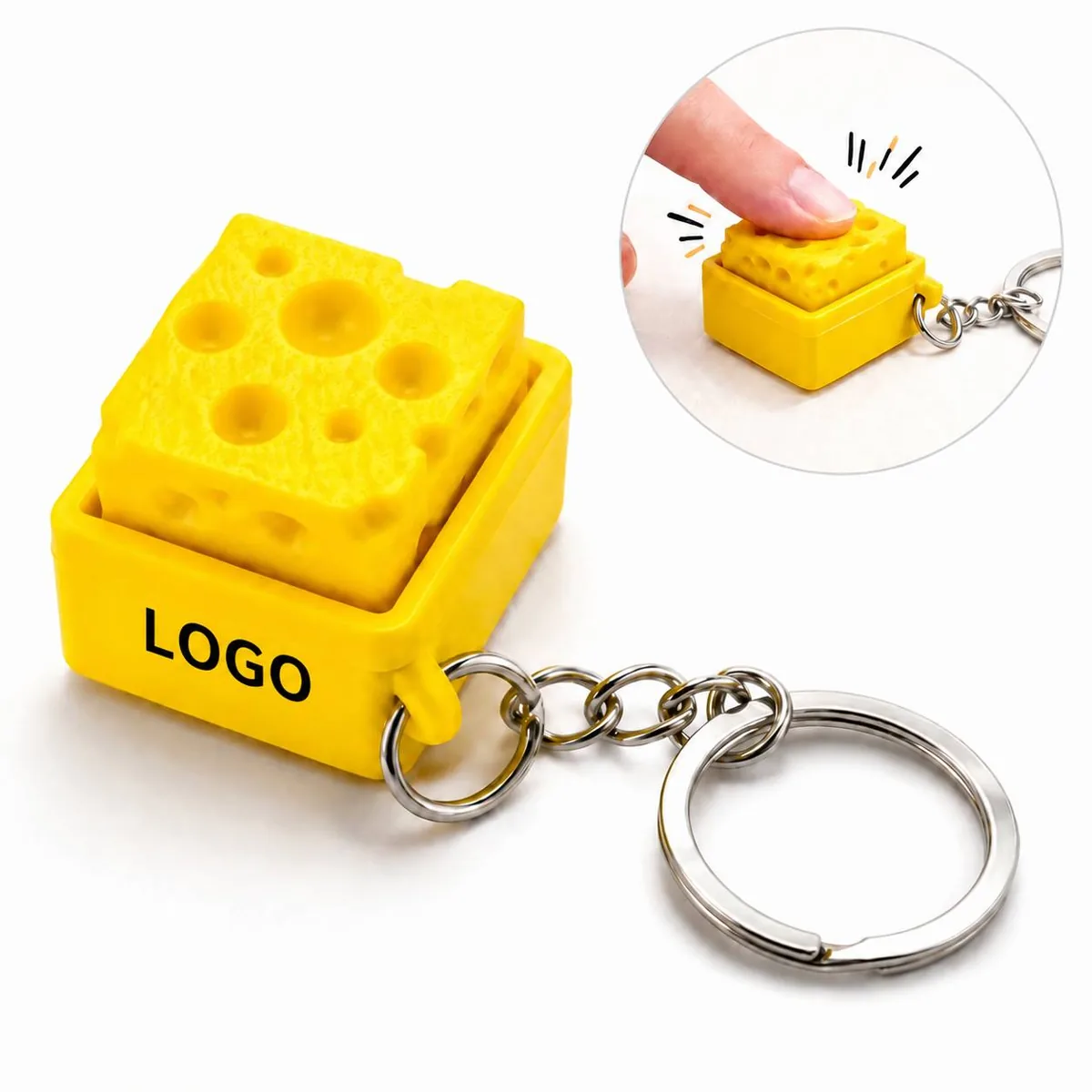 Stress Relief Cheese Keychain Squeezable Fidget Toy