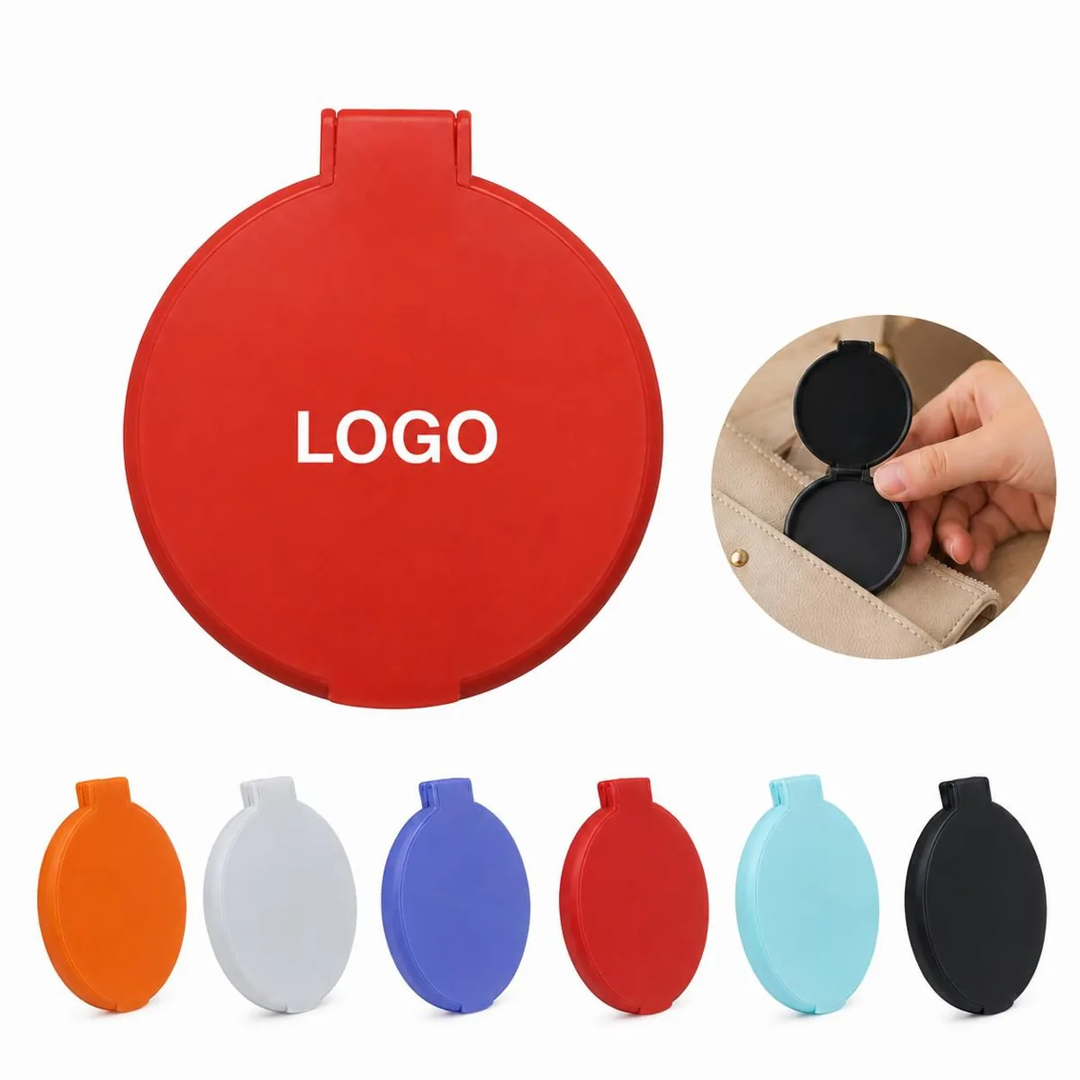 Compact Round Folding Travel Mirror with Durable Plastic
