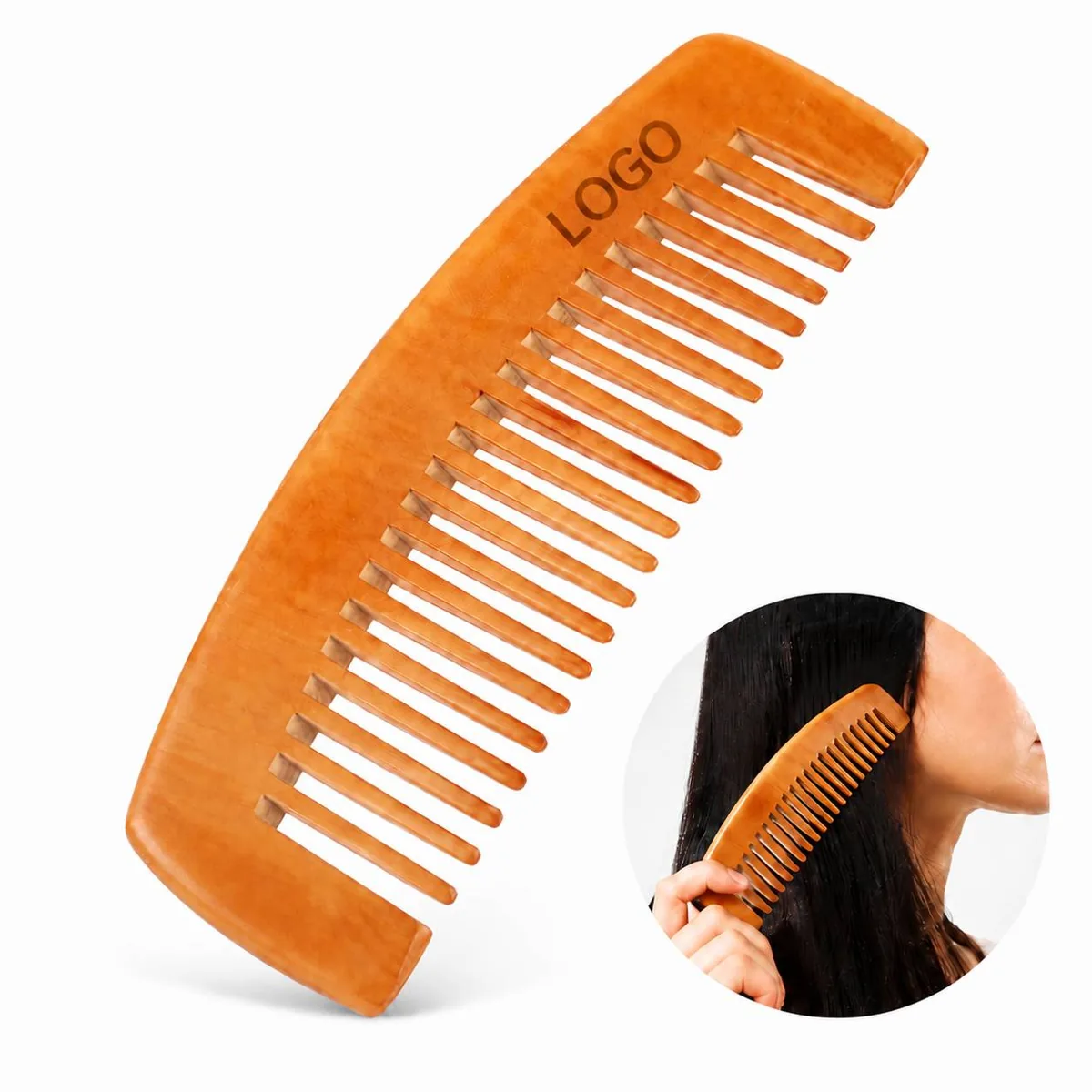 Natural Wood Comb for Detangling, Gentle on Scalp & Hair