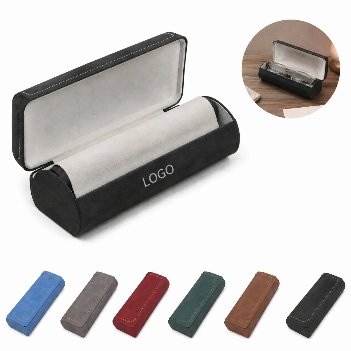 Genuine Leather Eyeglass Case for Prescription, Sunglasses