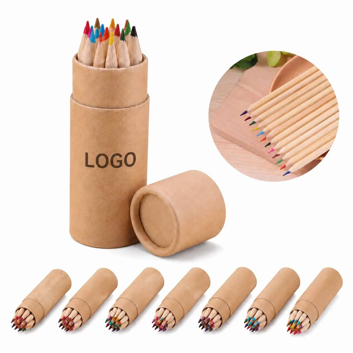 Hexagonal Colored Pencils in Tube, 24 Vibrant Blendable