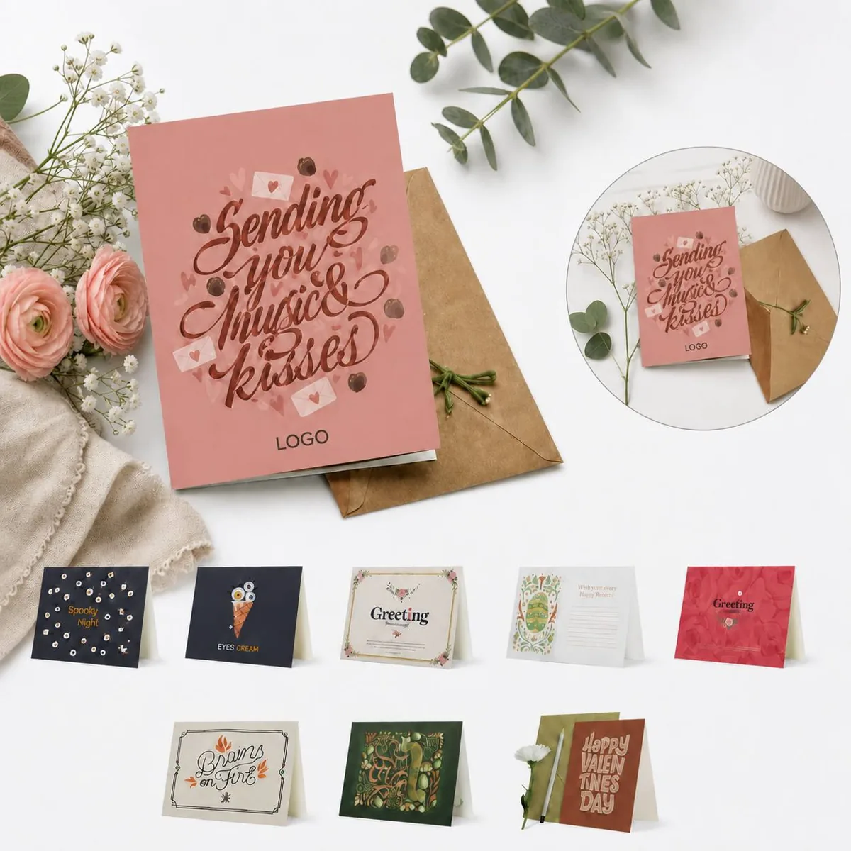 Artisan Blank Holiday Greeting Cards with Envelopes, 12 Pack