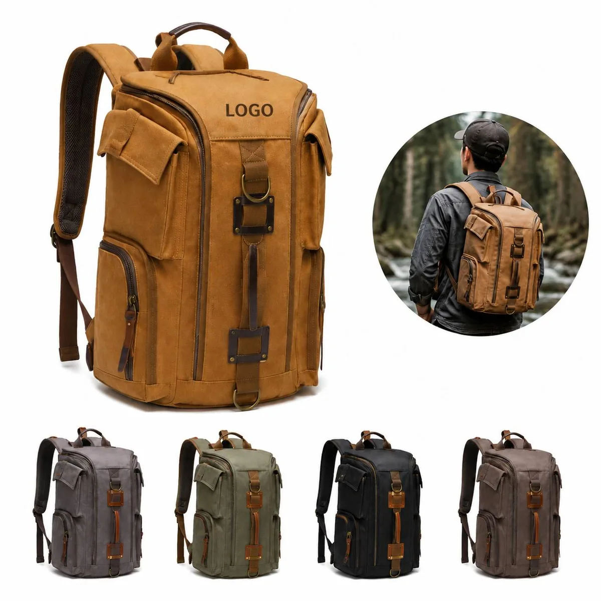 Canvas Laptop Backpack with Durable Travel Design