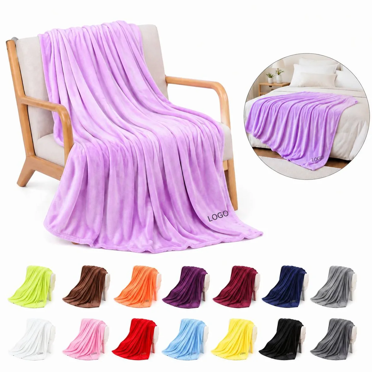 Ultra-Soft Flannel Fleece Throw Blanket for Sofa, Cozy &